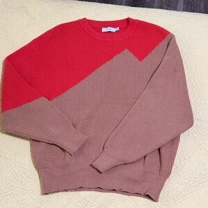 Lush Rust Orange and Camel Color Block Sweater NWOT Sz Sm